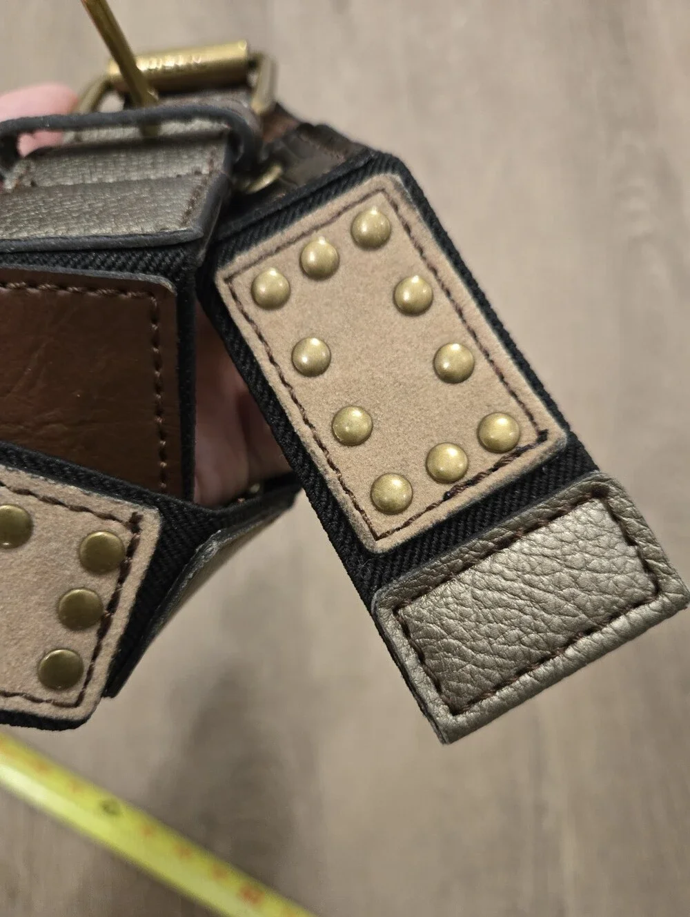 FOSSIL/Relic Fairy Patchwork Stud Grommet Faux Leather Belt Sz32-36